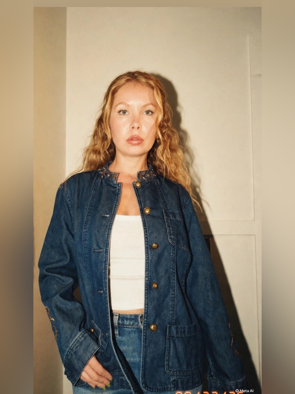 Vintage TanJay Blue Embroidered Denim Jacket